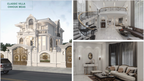 គូសប្លង់ផ្ទះវីឡាទំនើប Modern, Classic Style