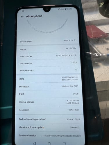 Honor 20i Ram6 Memory 64GB