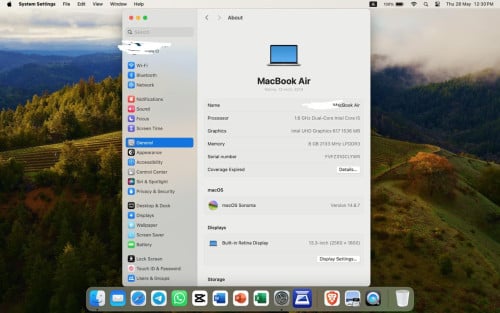 MacBook Air (2019) 13” 512GM Ram 8GB