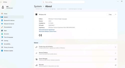 MSI 12th Gen Intel (R) Core (TM) i7-12650H Gaming Laptop