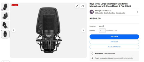 មេក្រូស្ទូឌីយ៉ូ Boya BM800 Studio Condenser​ Microphone​ (មួយទឹក)