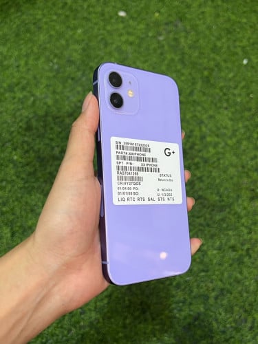 iPhone 12 ពណ៌ស្វាយ 🍏 LLA 64GB Battery 90% 🔋 តួស្អាត 99% សំណុំហ្សីន អត់ជាប់អី