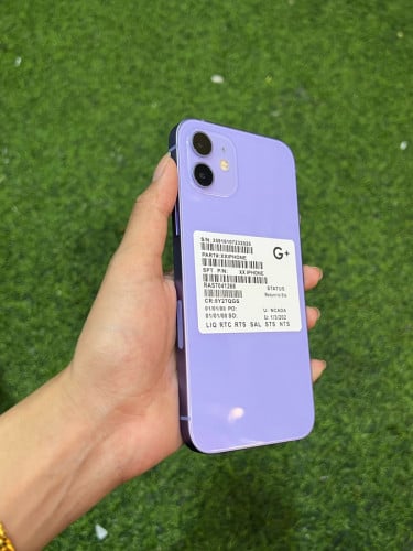 iPhone 12 ពណ៌ស្វាយ 🍏 LLA 64GB Battery 92% 🔋 តួស្អាត 99% សំណុំហ្សីន អត់ជាប់អី