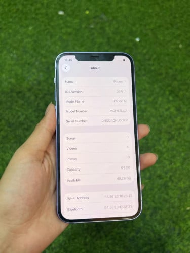 iPhone 12 ពណ៌ស្វាយ 🍏 LLA 64GB Battery 92% 🔋 តួស្អាត 99% សំណុំហ្សីន អត់ជាប់អី