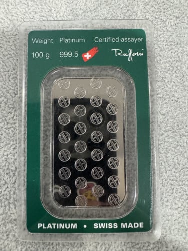 100 ក្រាម Argor-Heraeus Swiss Platinum Bullion Bar