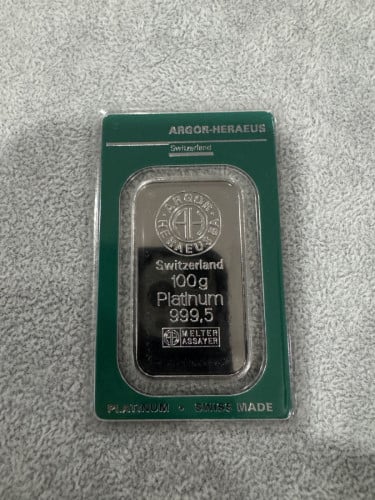 100 ក្រាម Argor-Heraeus Swiss Platinum Bullion Bar