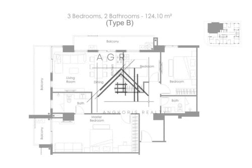 3 Bedroom Serviced Apartment For Rent Tonle Bassac/ Bassac Lane | AEON Mall Phnom Penh