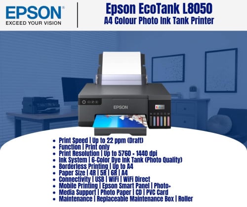 Epson EcoTank L8050 – A4 Photo Ink Tank Printer