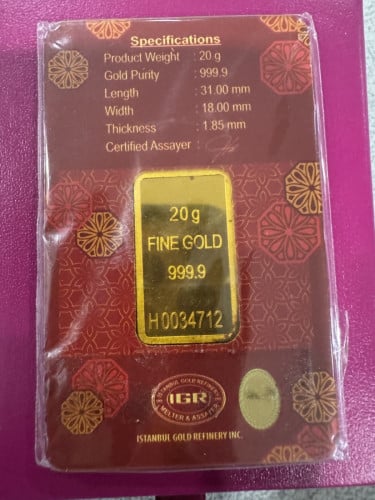 Habib 20 Gr, ទម្ងន់៖ ២០ ក្រាម  ភាពបរិសុទ្ធ៖ ៩៩៩.៩  ប្រភេទ៖ ដុំមាស