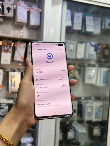 Samsung Galaxy S10+ កញ្ចក់កោង(អត់ជាប់អី) Memory 128GB Ram 8 អីវ៉ាន់ក្រុមហ៊ុន ដាក់បានសុីម2