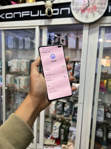 Samsung Galaxy S10+ កញ្ចក់កោង Memory 128GB Ram 8 អីវ៉ាន់ក្រុមហ៊ុន ដាក់បានស៉ីម2 តួរស្អាត 99%