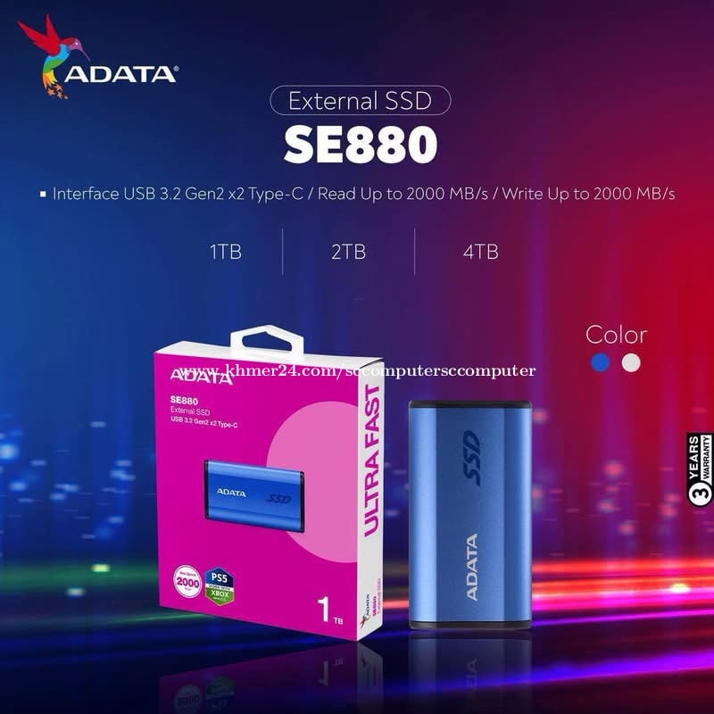 External SSD Brand Adata SE880 ☺️☺️ មានការធានា1ឆ្នាំពេញបងៗ អីវ៉ាន់មាននៅក្នុងស្តុក📩