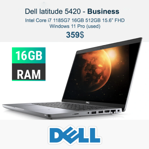 Dell Latitude 14 , 5420 _ i7-1185G7 16GB 512GB 14" FHD Windows 11 Pro = $359