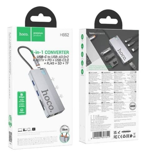 Hoco  hub 8 in 1 converter USB-C to USB-A