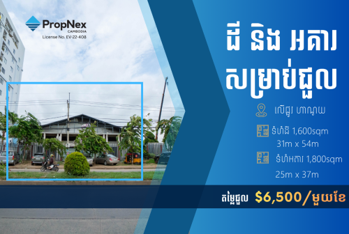 ទីតាំងជួល លើផ្លូវហាណូយ សែនសុខ - ត្រឹមតែ$3.6 ក្នុងមួយម៉ែត្រការ៉េ ក្នុងមួយខែ