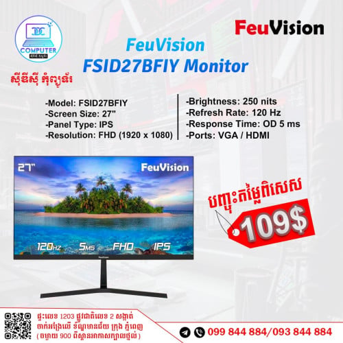 ๐ฅMonitor Brand Feuvision Full HD IPS 120Hz New in box 100%