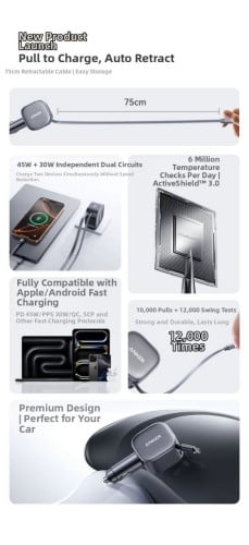 Anker car charger 75wសាកចូលលឿន