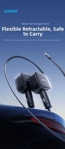 Anker car charger 75wសាកចូលលឿន