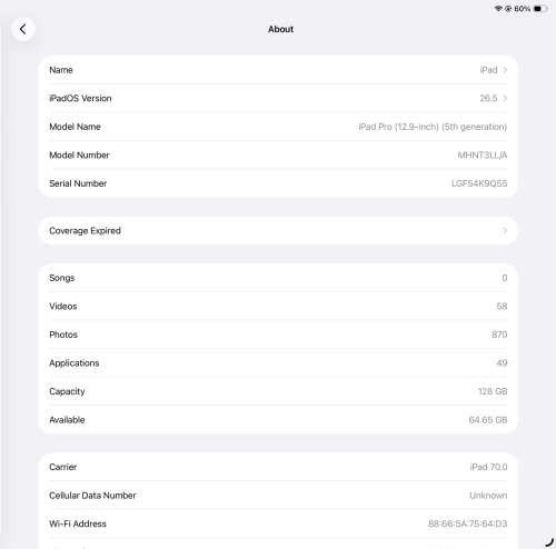 Ipad Pro M1 12.9 128g SIM + WIFI