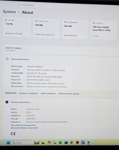 Sell Dell Vostro 3020, Core i7-13700, Ram 16GB, SSD M.2 256GB, HDD 1TB, Monitor 24" 100Hz