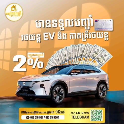 ទទួលបញ្ចាំឡានអគ្គីសនី ឬក៏បញ្ចាំតែឯកសារឡានអគ្គីសនី គ្រប់ប្រភេទ
