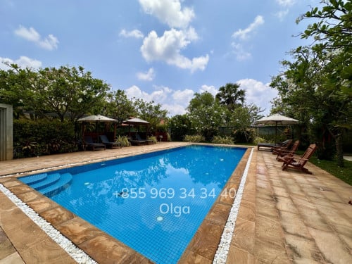 🔑  Siem Reap,  Wooden House with shared Swimming Pool for Rent (#17109)