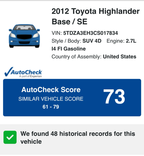 2012 Highlander 4 Cylinders Full Option
