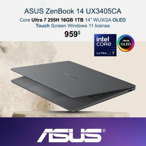 ASUS Zenbook UX3405CA | Ultra 7 225H 16GB 1TB 14" touch OLED | Slim & Long Battery
