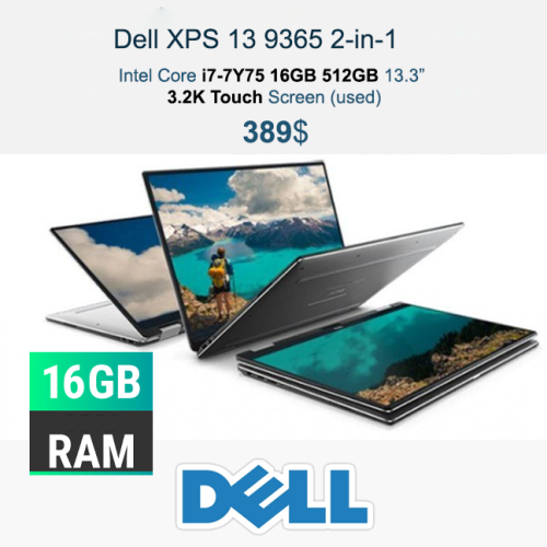 Dell XPS 13 2in1_  i7 16GB 512GB 13.3" 3.2K touch, 389$