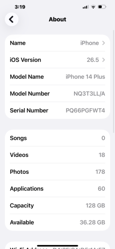 I phone 14 plus ពណ៌ផ្កាឈូក
