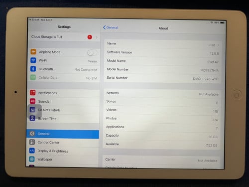 iPad Air 1 16G SIM + WiFi 30$