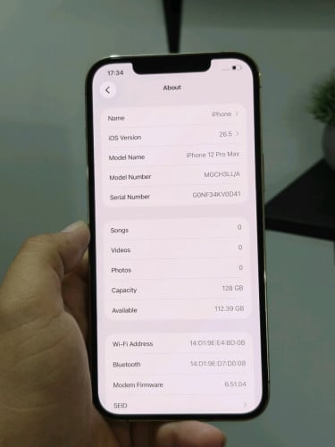 iPhone 12 Pro max 128g LL/A សានុំណែន ស្អាត98%