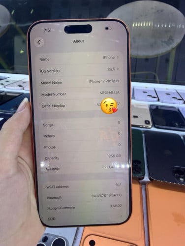 iPhone 17 Pro Max, LL/A 256GB ស្អាត99%,ថ្ម100%