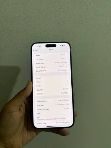 Sell 15pro max 256g LL/A Esim2 Scan 98%