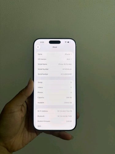 Sell 16pro max 256g LL/A Esim2 Scan 97%