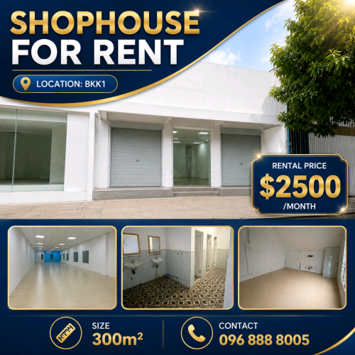 Shophouse BKK1_300m2_$2500/month_ for Rent