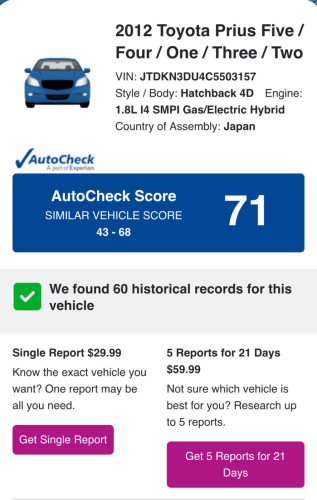 TOYOTA PRIUS 2012 Option 3 ក្រដាស់ពន្ធឡានកាលី Auto check កប់