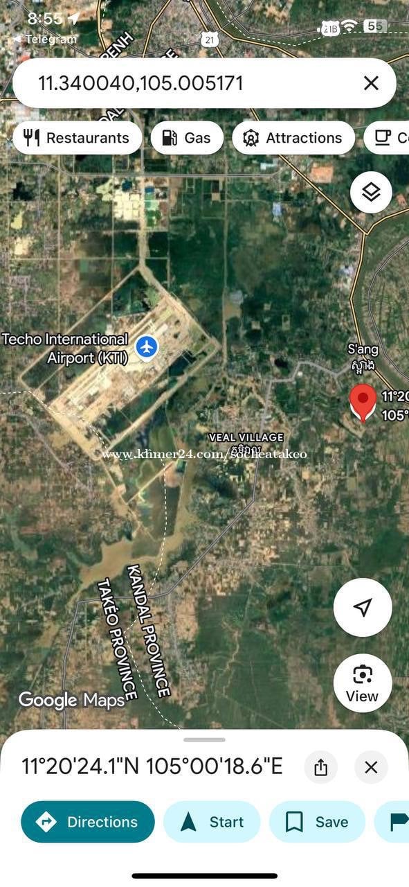 លក់ដី ទំហំ ១៣ ៥៤៣ ម២ លក់តម្លៃ ១៥ ដុល្លារ / ១ម២ (ចរចា) តំលៃក្រោមទីផ្សារ