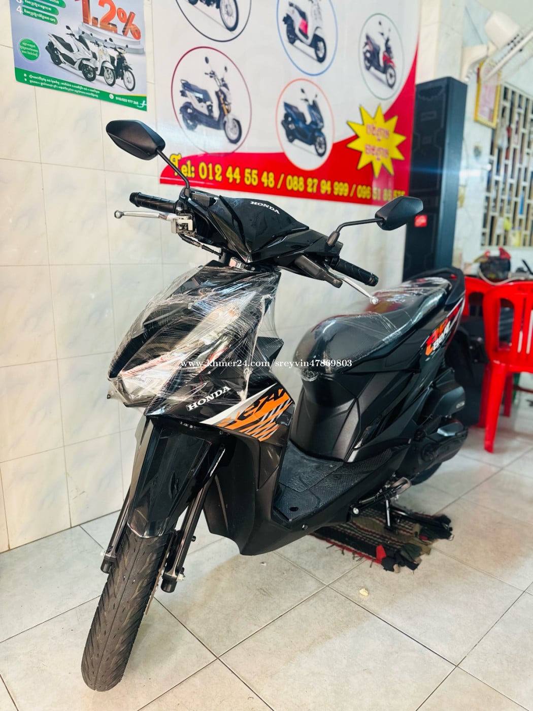 HONDA BEAT 022 ក្រុមហ៊ុន ម៉ាស៊ីនតាន់ហាប់នែនស្ងាត់ស្អាតជិះស្រួលស្ទុះខ្លាំងមិនលាន់មិនហុយមានពន្ធកាតគ្រឺ