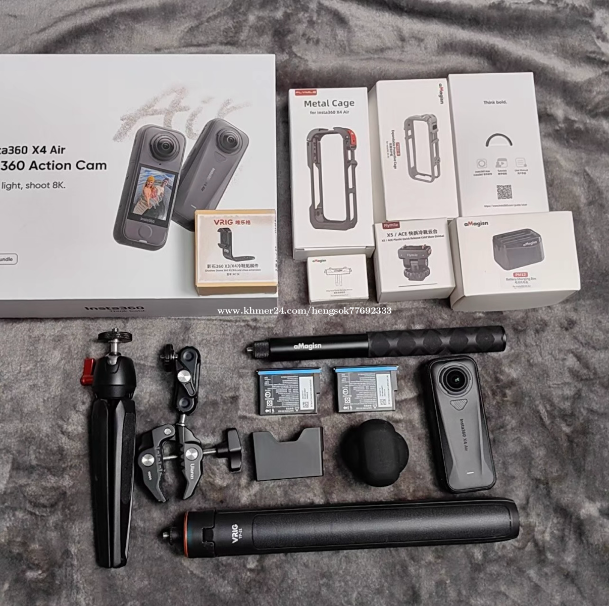 Insta360x4 air 99% 128GB accessories ដូចក្នុងរូប 385$