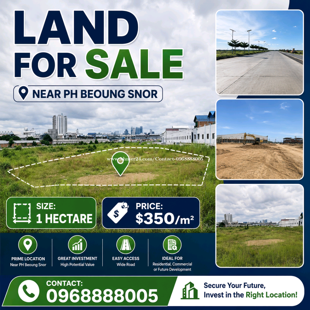 Land 1 Hectare _$350/m2_ Near PH