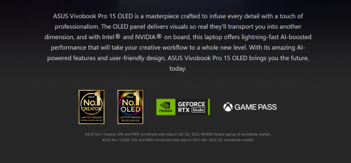 $749 ASUS VivoBook Pro 15 OLED (Ultra 7/16GB/1TB) RTX 3050
