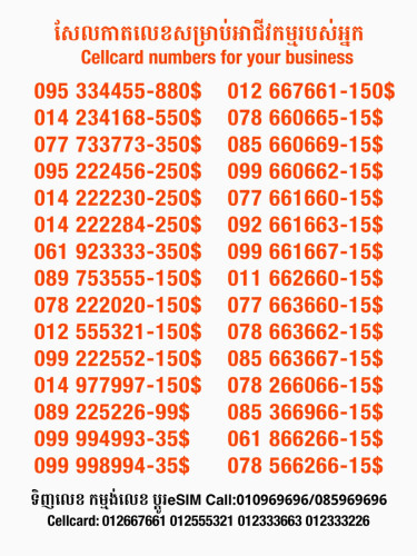 Cellcard លេខសម្រាប់អាជីវកម្ម