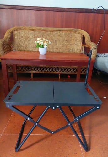 Foldable table with light stand great for camping or outdoor activity