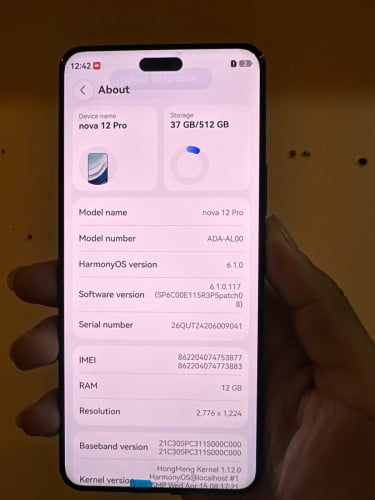 Huawei nova 12pro 512G 95$
