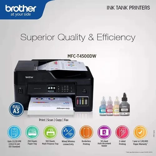 Inkjet Brother HL-T4000dw A3 Multi-Function Inktank Printer, For Color Printing
