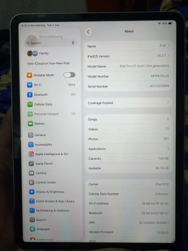 iPad Pro M1 Sim&Wifi 128g