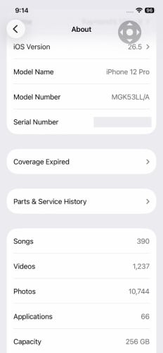 iPhone 12 Pro LL/A / 256G / 1 SIM 1eSIM / ALL ZIN