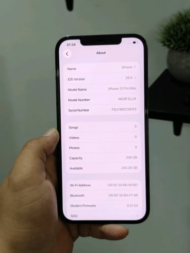 iPhone 12 Pro max 256g LL/A សានុំហ្សីន ស្អាត98%