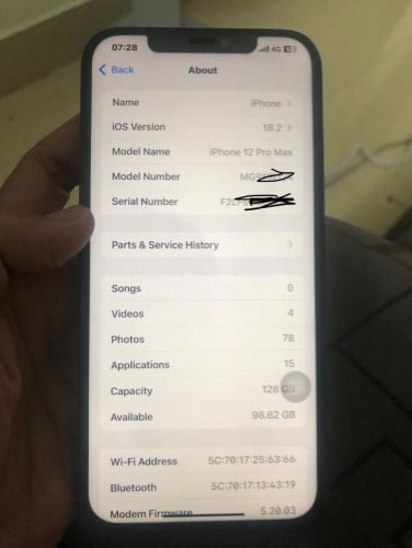 iPhone 12pm 128g LLA sim+Esim ស្ទេីដូចក្នុងរូប